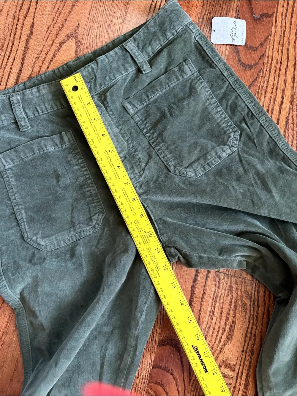 FREE PEOPLE High Time Velvet Kick Flare Pants Chive Green Size 12 NWT